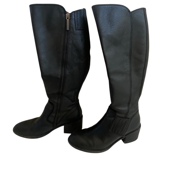 DONALD PLINER Classic Black Riding Full Length Pebble Leather Boots  SZ 7.5 - Picture 4 of 16